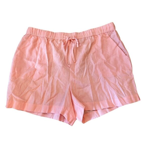 Ladies XL Sleep Set Pink Tank Cami & Shorts Pajamas Linen Blend Pul On NWT - Picture 4 of 9